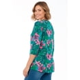 thumbnail image 3 of Woman Within Plus Size Perfect Printed Three-Quarter Sleeve V-Neck Tee, 3 of 6