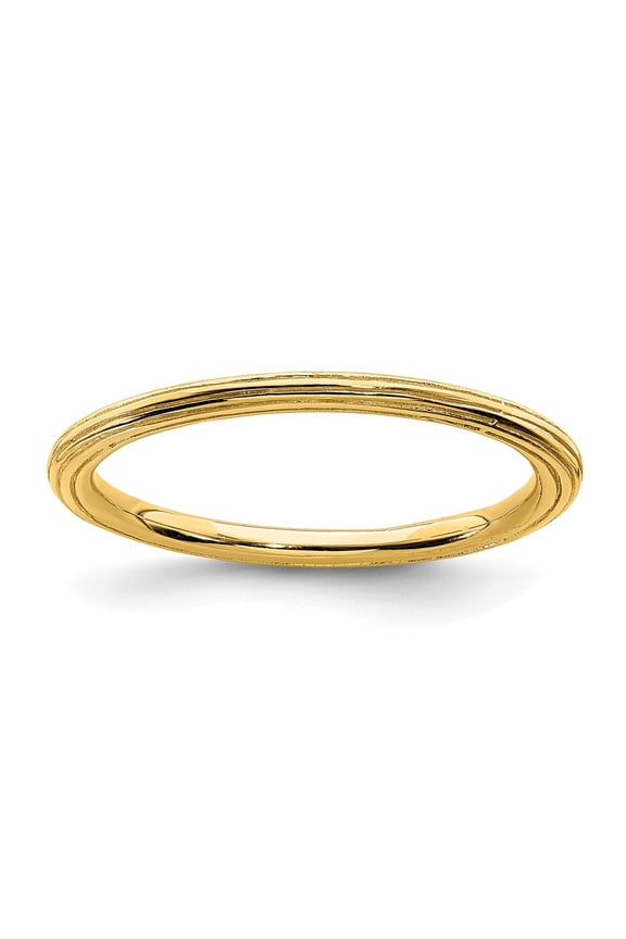 925 Sterling Silver Stackable Expressions Gold-plated Step-down Ring S:7