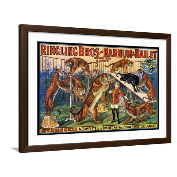 Art.com Circus Poster, 1920S Giclee Print, Brown Frame Wall Art, 44" x 32"