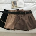 thumbnail image 3 of 2021 New Casual Comfortable Elegant Wild Shorts With Belt Women's Woolen Shorts Autumn Winter Slim Wide Leg A-line Shorts, 3 of 5