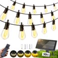 thumbnail image 1 of Luces de cadena solares FUANXIEI S14 de 15 m con control remoto e impermeables, 1 of 9