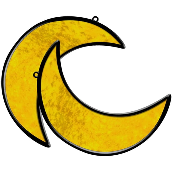 MLINS 2Pcs Yellow Acrylic Moon Shaped Suncatcher for Home Decor 11.8x7.3x0.08In