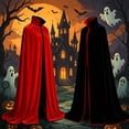 thumbnail image 3 of Vampire Cloak Costume - Adult Halloween Costume - Double-sided Standing Collar Cloak in Black and Red, 3 of 4