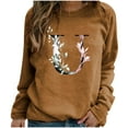 thumbnail image 3 of Pompotops Hiver Femmes Décontracté Manches Longues Hauts Dames Imprimé Chandail en Molleton Blouse Tee Chandail Liquidation, 3 of 4