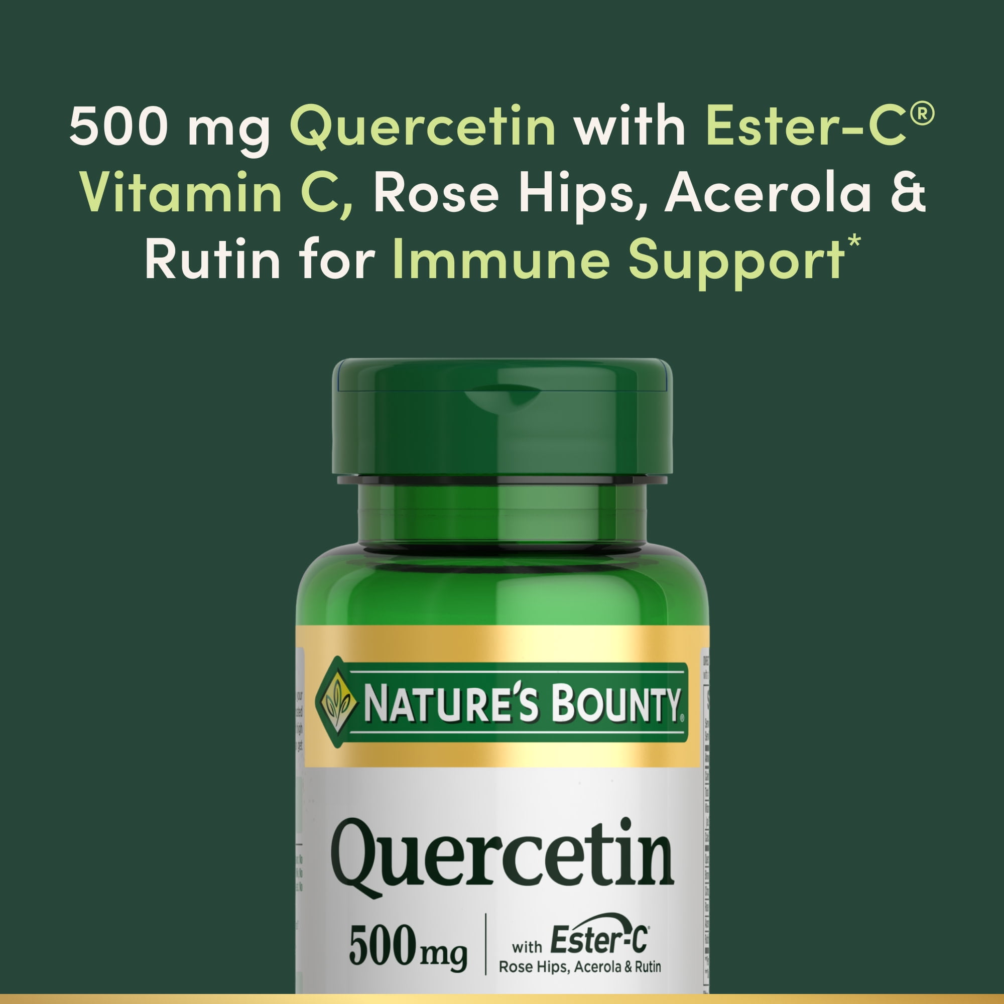 Nature's Bounty Quercetin Vitamin C Dietary Supplement Antioxidant Capsules with Ester-C for Immune Support, 60 Count