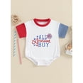 thumbnail image 3 of Musuos Infant Baby Boy 4th of July Romper 3M 6M 12M 18M 24M Letter Star Embroidery Short Sleeve Round Neck Jumpsuit Summer Playsuit, 3 of 9