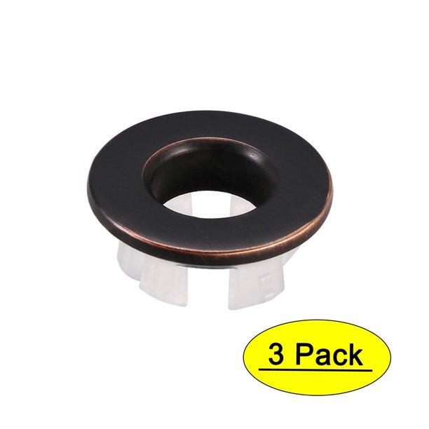 Sink Basin Trim Overflow Cover Copper Insert in Hole Round Caps Brass