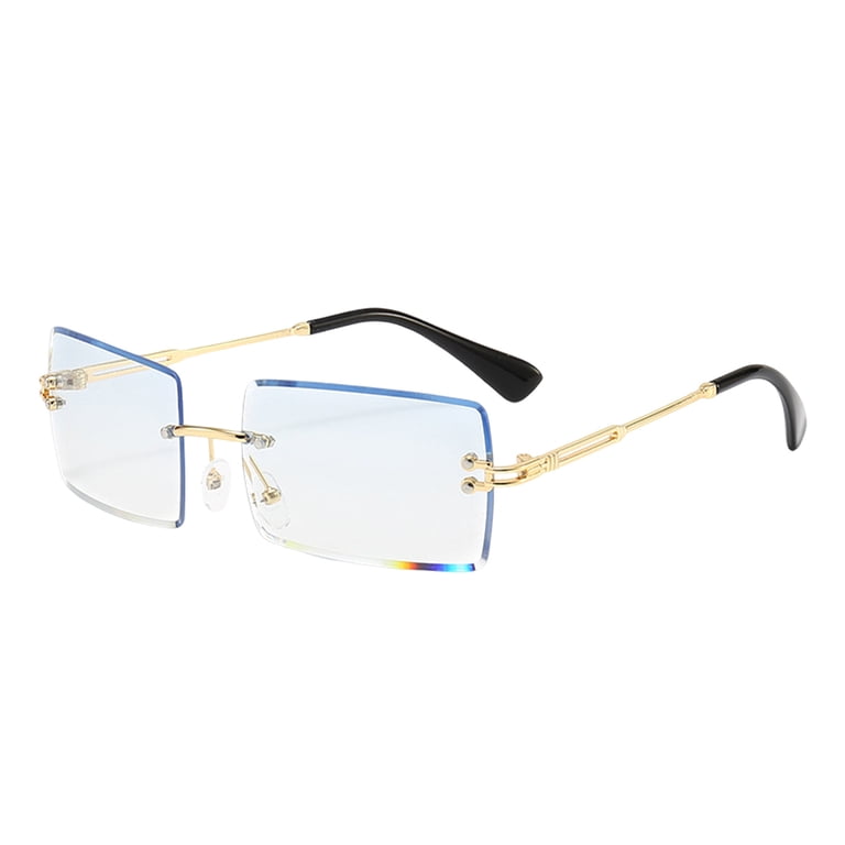 Forestwhale Rimless Rectangle Sunglasses for Men Women 