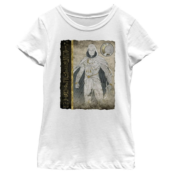 Girl's Marvel: Moon Knight Hierographic Superhero Profile Sketch Graphic Tee White X Small