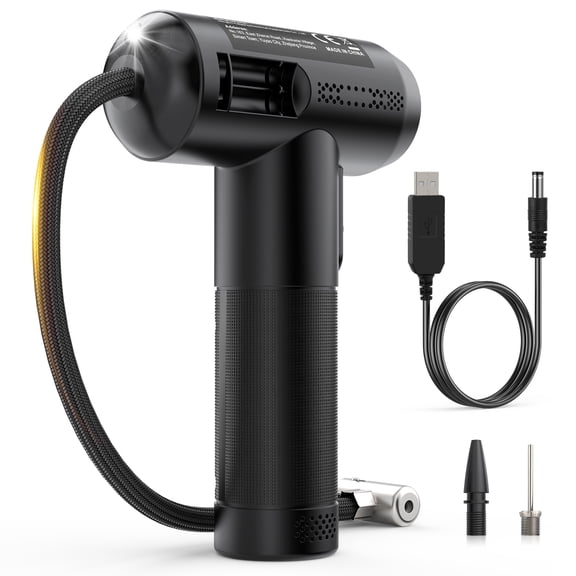 Tire Inflator Portable Air Compressor, 150 PSI Handheld Rechargeable Electric Tire Air Pump with Smart Digital Pressure Gauge, LED Light, Auto-Shutoff for Cars Motorcycle Bike Ball