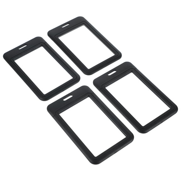 LULULION 4Pcs Multi Functional Black Id Badge Holder with Hard Plastic Cover for Office Use