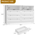thumbnail image 2 of Senfot Chests of Drawers, 55" Wide Dresser with 2 Open Storage, Closet Organizer TV Stand,Wooden 6 Drawer Dresser for Bedroom with Led Light and Charging Station,for Bedroom, Living Room, White, 2 of 8