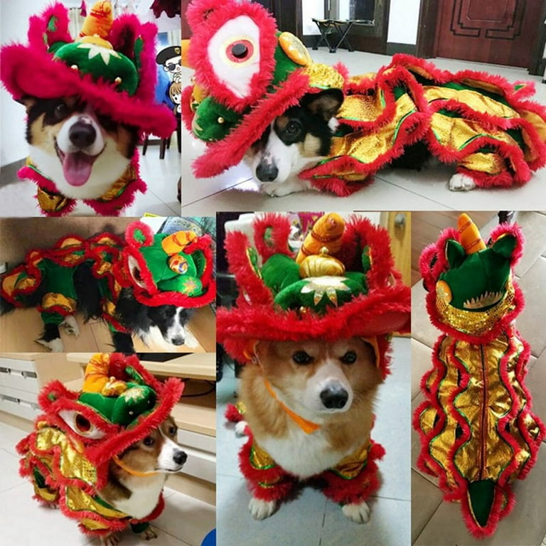 Pet Dog Costume Lion Dance Dragon Dance Clothing Chinese New Yea Costume Pet  Makeover Funny Clothes Red Lucky Cosplay Costume Pet Makeover Funny Clothes  Dog Festival Red Lucky Cosplay Costume, M 