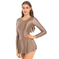 thumbnail image 2 of inhzoy Women Summer Tunic Dress Long Sleeve Oil Glossy Casual Mini Dress, 2 of 8