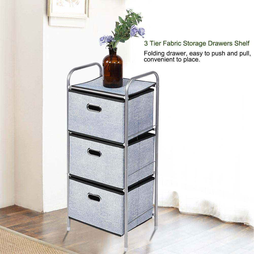 OTVIAP 3 Tier Fabric Storage Drawers Shelf Wardrobe Closet Organizer