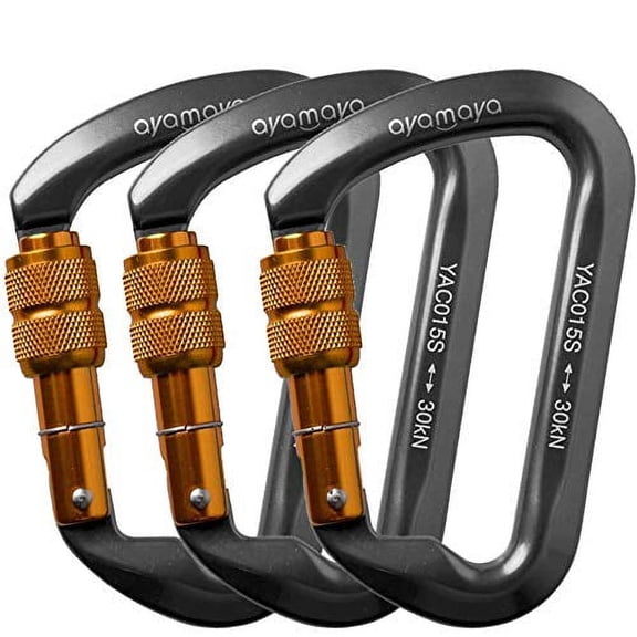 KANCOKIT 30kn Climbing Carabiner Aluminum Locking Carabiner D Shape Screwgate Carabiner Hook Screw Gate Lock Caribiner Clips Sport Tools Outdoor Gifts for Men Women