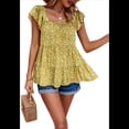 thumbnail image 1 of Blusas Tipo Túnica de Verano para Mujer, Blusas Informales Elegantes, Holgadas, de Corta. Amarillo XL, 1 of 10