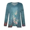 thumbnail image 4 of TQWQT Plus Size Tops for Women 4x-5x Spring Fashion V Neck Womens Long Sleeve Tops Floral Print Dressy Casual Tunics 4x Womens Plus Size Clothes Sky Blue 4XL, 4 of 6