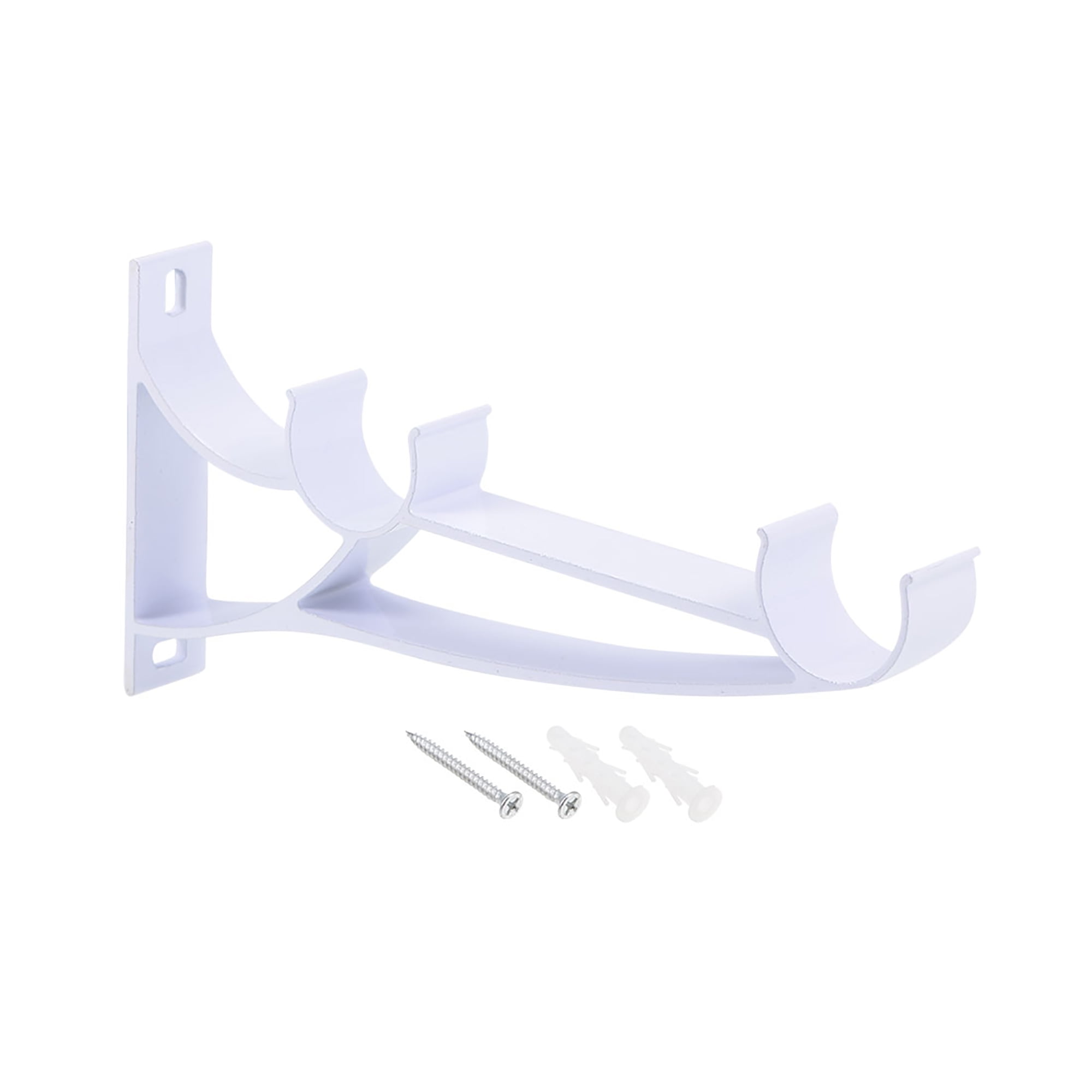 Curtain Rod Bracket, Aluminum Alloy Double Holder Support for 26mm Drapery Rod, 165 x 80 x 16mm White