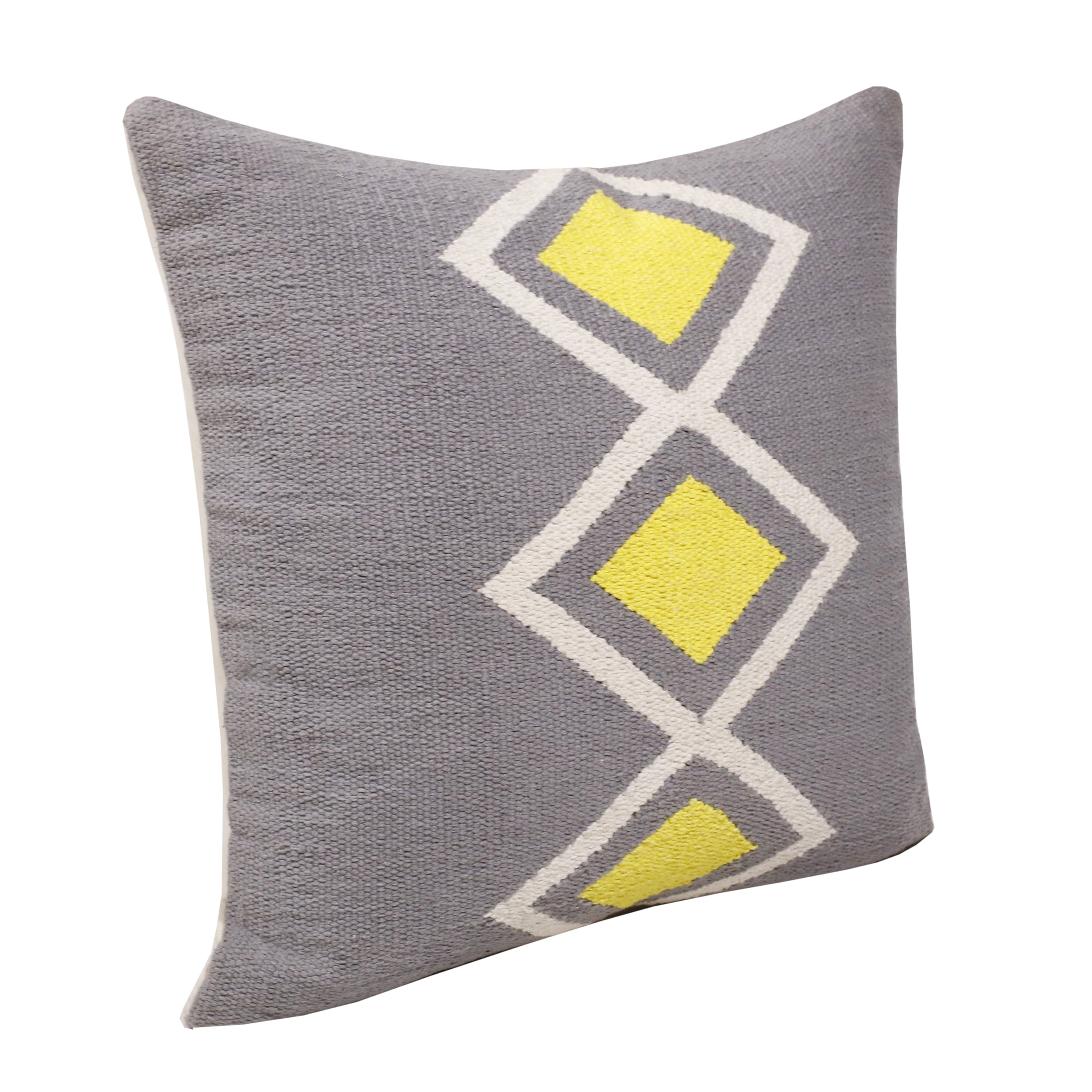 Harlow Hill Gray/White/Yellow Striped Contemporary Cotton Throw Pillow Cover, 20" x 20"