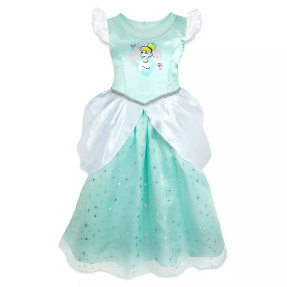 Disney Cinderella Girl's Fantasy Costume Mint Green Dress-Up Nightgown, Gown (Size 7/8)