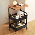 thumbnail image 1 of Carrito con Mesa Auxiliar, Estantes de Malla y Espacio de Almacenamiento Abierto. Ideal Como Mesita de Noche o Mesa de Centro para Sala de Estar o Dormitorio., 1 of 6