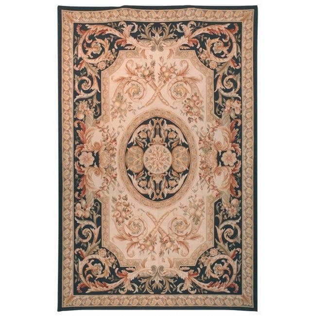 Style Haven Evan Charcoal Damask Floral Hand-Made Wool Area Rug 3'6 x 5'6 4' x 6' Living Room Bedroom