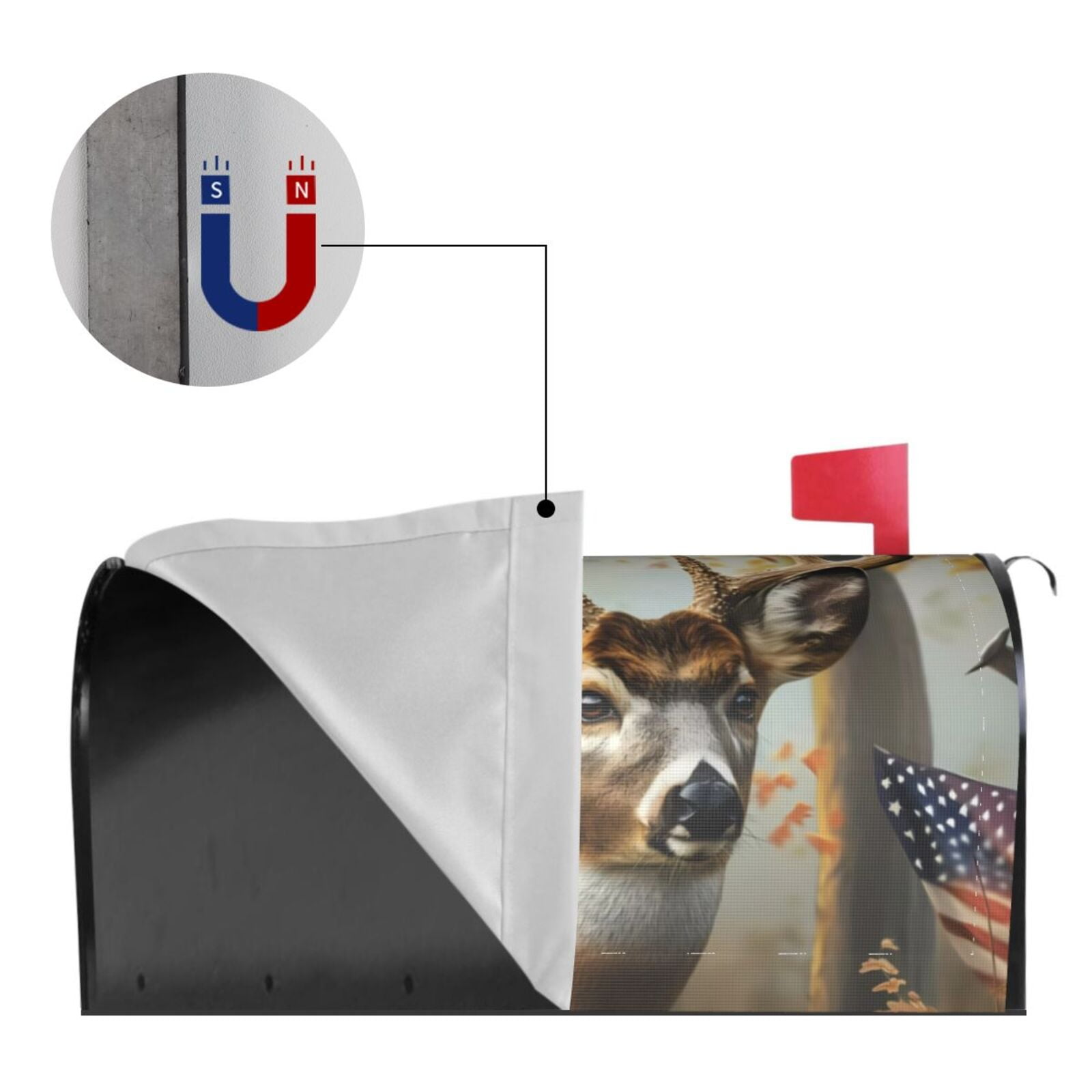 Vsdgher American Wildlife Deer Forest Mailbox Cover Magnetic Mailbox Wraps Post Letter Box Cover for Garden Yard Home Decor 2 Sizes-25.5x21 in