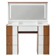 thumbnail image 7 of 44.4" Elegant Vanity Table with Large Lighted Mirror & Power Outlet, Dressing Table with 7 Drawers & Shelves, Vanity Desk with Brown Solid Wood-style Stickers, 7 of 7
