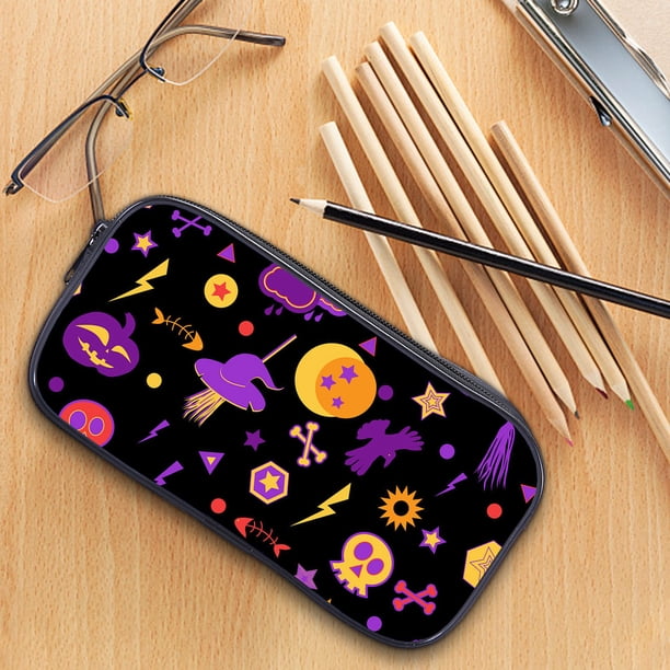 Wmhnj Estuche de Halloween de gran capacidad para 40 bolgrafos, tela de algodn, cierre de cremallera, 2,5 cm de grosor, para la escuela, la oficina, suministros de viaje.