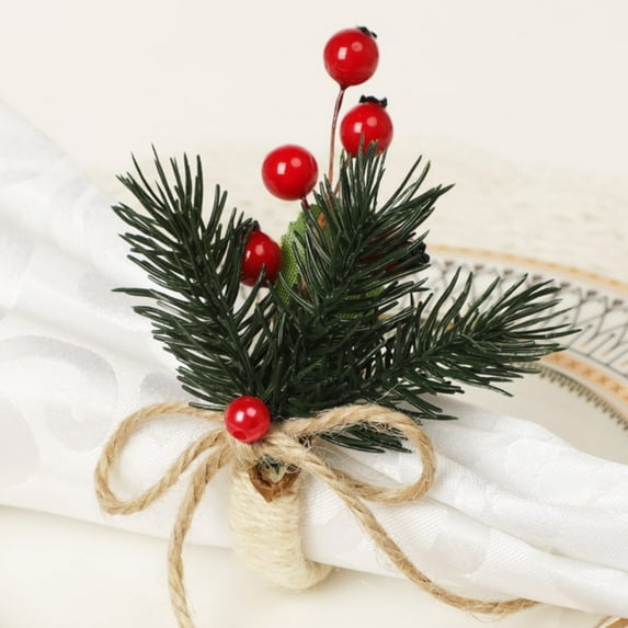 GadgetVLot Exquisite Plastic Foam Candle Wreath Christmas Decoration Pine Cone Napkin Ring