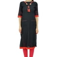 thumbnail image 2 of Bimba Women's Khadi Cotton Tunic Chic Kurta Kurti With Handmade Necklace Attached Clothing, 2 of 9