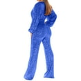 thumbnail image 5 of 2DXuixsh Formal Pant Suits for Women Evening Wear Women's Fashion Casual V Neck Long Sleeve Sequin Jumpsuit Wide Leg Pants Jumpsuit Jacket Women Winter Polyester Blue Xl, 5 of 5