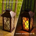 thumbnail image 4 of Outdoor Solar Lanterns, Waterproof Hanging Lantern with LED Flickering Flameless Candle, 11''  Outdoor Solar Powered Lantern Decor for Porch Patio Garden Balcony Pathway(Black), 4 of 11