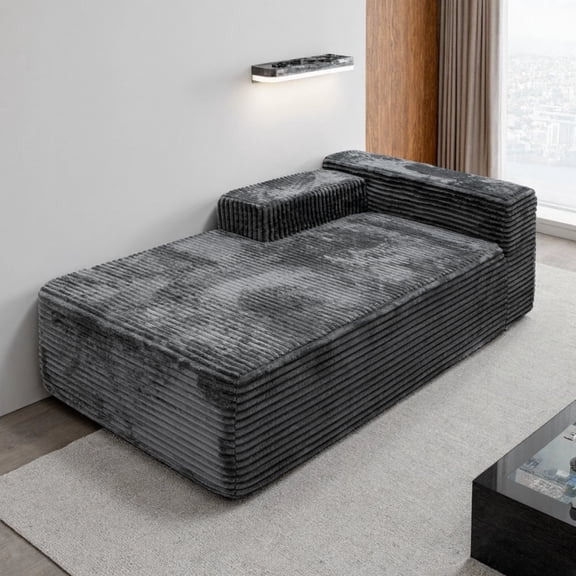 Modular Sectional Sofa Reversible Chaise Lounge Cloud Couch Plush Corduroy Fabric No Assembly Required Grey
