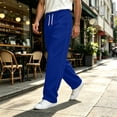 thumbnail image 3 of Wide Leg Sweatpants for Men Elastic Waist Drawstring Baggy Gym Pants Casual Fall Outfit Dark Blue S, 3 of 6