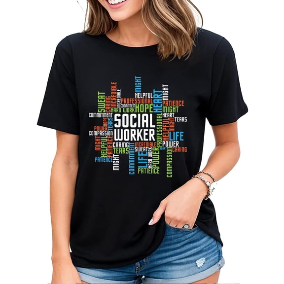 Social Worker Womens Word Cloud Appreciation Social Work T-Shirt Black 2X-Large