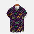 thumbnail image 3 of MELDVDIB Mens Shirts Carnival Printed Loose Summer Tops Button-Up Turn-Down Collar Short Sleeve Beach Shirts with Pocket, 3 of 6