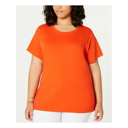 TOMMY HILFIGER $60 Womens New 0052 Orange Tie Back Casual Top 2X Plus B+B