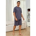 thumbnail image 4 of U2SKIIN Mens Pajama Set, Short Sleeved Pajamas Set for Men Lounge Sleepwear with Pockets (Dark Grey, M), 4 of 5