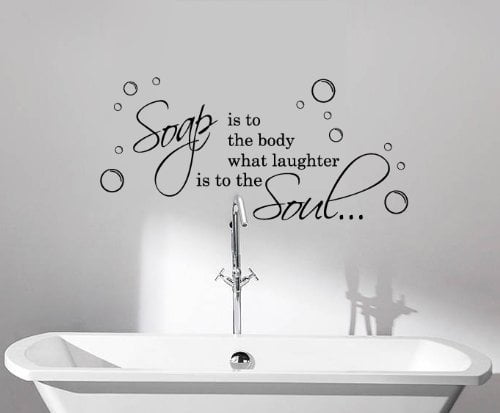 Bath Wall Stickers Soap Body Soul Relax Quote Art bathroom Removable Decals DIY 