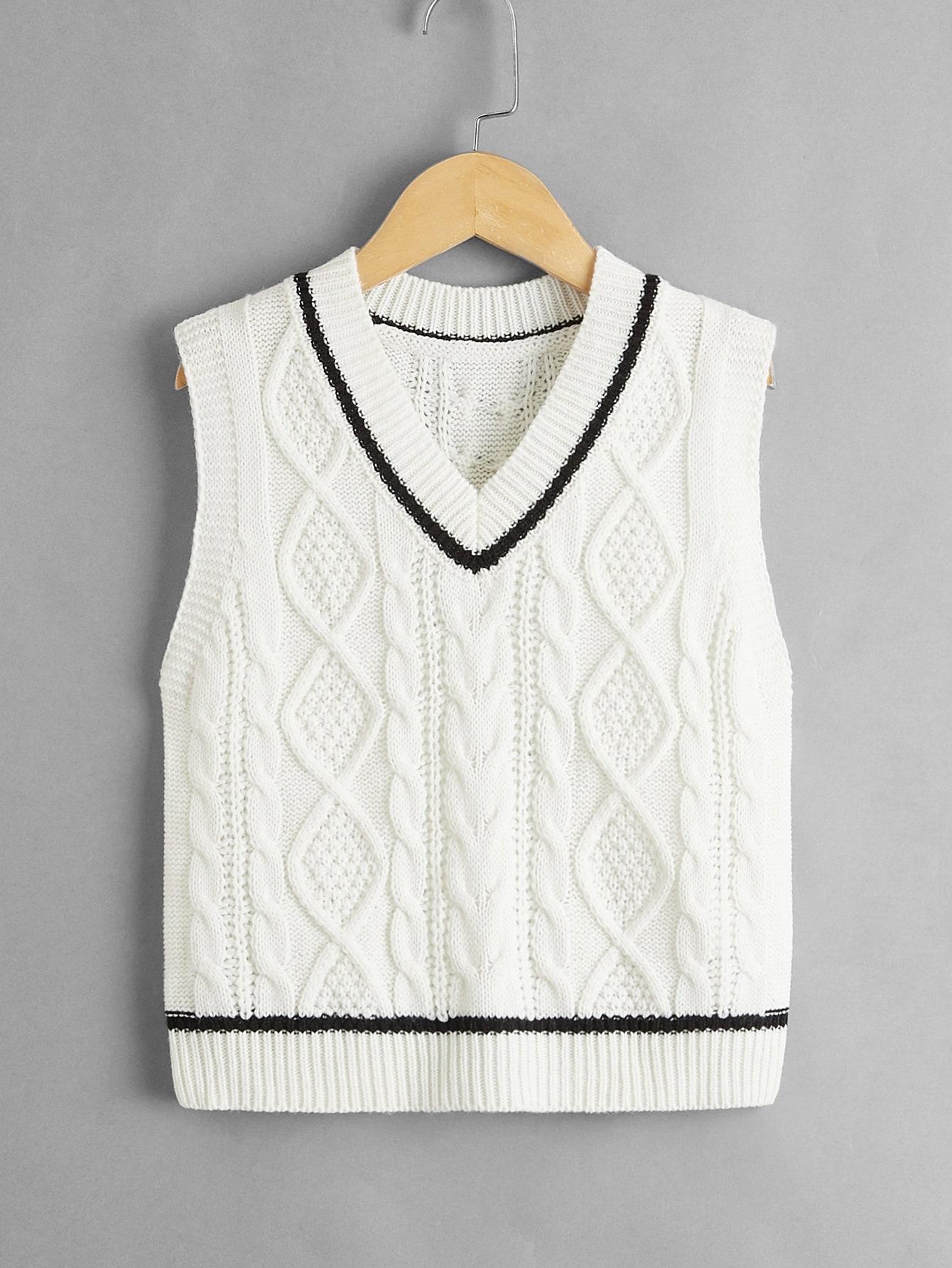 Boys Striped Trim Cable Knit Cricket 