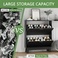 thumbnail image 6 of XgoodX Shoe Cabinet with 2 Flip Drawers, 37" Tall Narrow Fluted Shoe Storage Organizer for Entryway, Hidden Slim Wooden Shoe Rack Cabinet for Front Door Entrance, Hallway, Living Room, Solid Black, 6 of 7