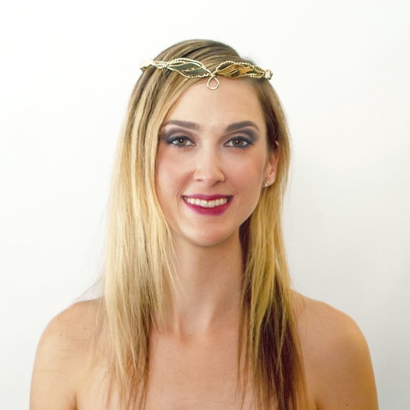 Sunnywood Golden Leaf Laurel Wreath Crown – Fantasy Headpiece for Elven, Roman Goddess, and Renaissance Cosplay