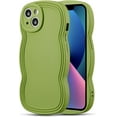 thumbnail image 2 of for iPhone 14 Case 6.1 Inch Curly Wave Frame Phone Case Cute Design Color Aesthetic Phone Case Soft TPU Shockproof Protective Bumper Case Cover for Girls, Green, 2 of 14