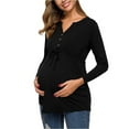 thumbnail image 4 of KIHOUT Maternity Blouse V-Neck Long Sleeve Bandage Solid Color Breast-Feeding Pregnant Nursing Tops, 4 of 9