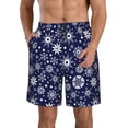 thumbnail image 1 of Sikiie Snowflakes2 Print Men's Beach Shorts, High Elastic Quick-drying Shorts - with Drawstring and Slip Pockets, Suitable for Beach, Sports, Vacation-Large, 1 of 6