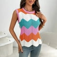 thumbnail image 2 of Lenpel Women's Tank Tops Summer Casual Sleeveless Crew Neck Hollow out Color Block Lightweight Sweater Vests Tunic Knit Shirts, 2 of 7