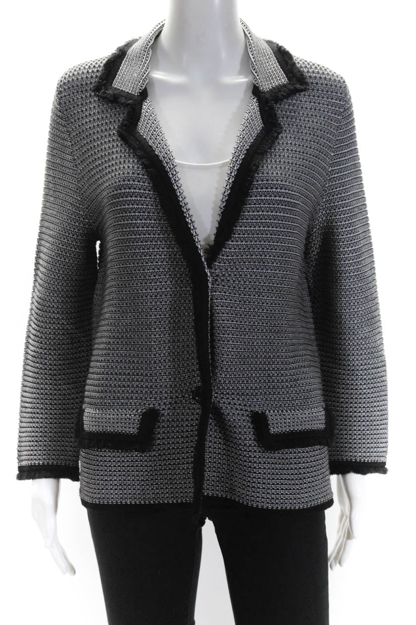 Belford Belford Womens Two Button Fringe Collared Knit Cardigan Sweater Gray Size Medium Walmart Com Walmart Com