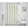 thumbnail image 3 of iDesign Polyester Shower Curtain, Green/White Checkered, 12 Reinforced Buttonholes, 3 of 9